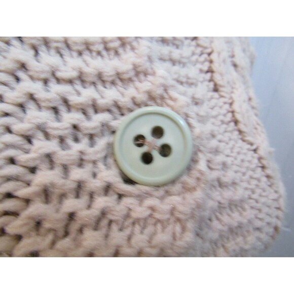 Vintage Hand Knit Chunky Button Front Cardigan Fisherman Wool Sweater Size S - Picture 4 of 9